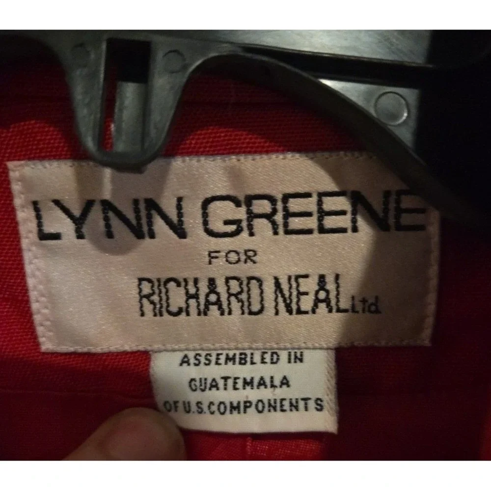 Lynn Greene Richard Neal Vintage Red Blazer, Gold Floral Button, Women's Size 12